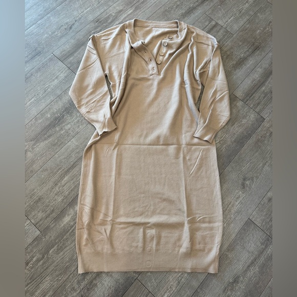 Beige Knit Sweater Dress XL - Picture 5 of 9